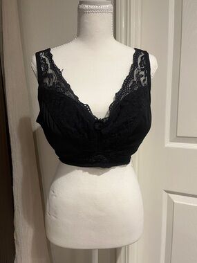 Rhonda Shear Black Lace Bralette with Wide Straps